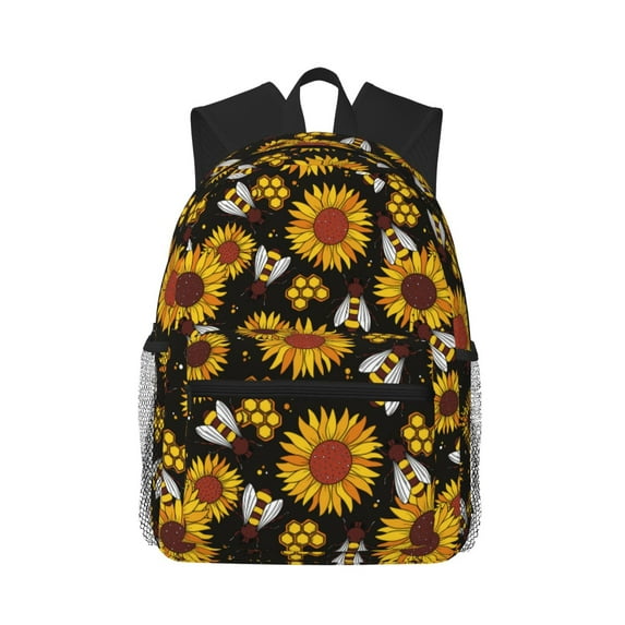 Haiem Sunflowers And Bww Lightweight Backpack for School, Classic Basic Water Resistant Casual Daypack for Travel with Bottle Side Pockets