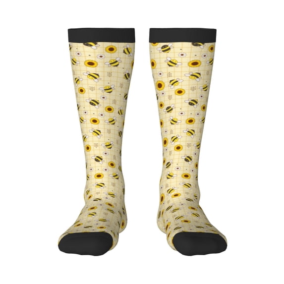 Haiem Sunflowers Bee Socks, Funny Novelty Crazy Design Cotton Socks Sports Socks Knee High Socks For Men, Women,1Pairs - Gift For Working Friends