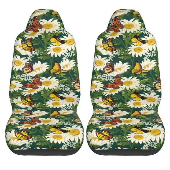 Haiem Sunflowers And Butterflies Printed Car Seat Covers Set of 2, Universal Fit Car Seat Covers,Protective Seat Covers,Comfortable Car Seat Covers, Easy Installation Seat Covers