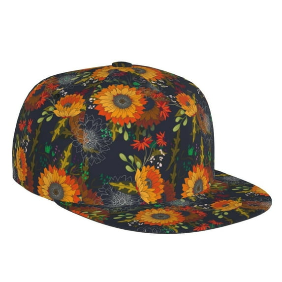 Haiem Sunflowers Classic Snapback Cap Flat Bill Hat Baseball Cap Adjustable Size Cotton Dad Hat