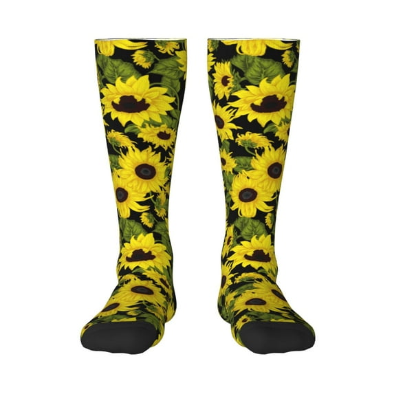 Haiem Sunflowers In Vintage Socks, Funny Novelty Crazy Design Cotton Socks Sports Socks Knee High Socks For Men, Women,1Pairs - Gift For Working Friends
