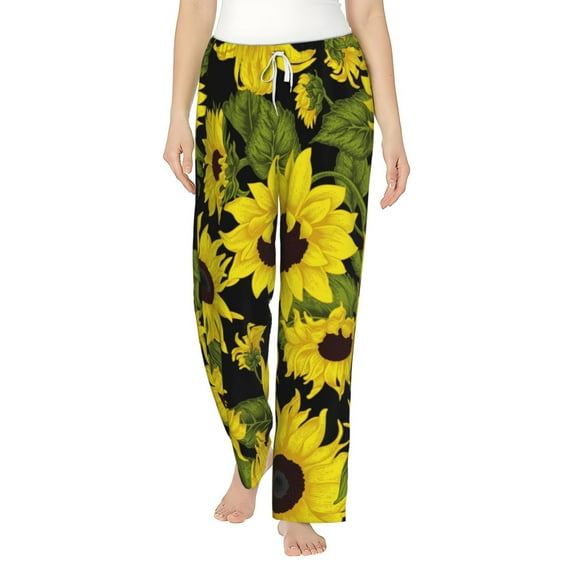 Haiem Sunflowers In Vintage Women's Pajama Pants Ultra Lightweight Pjs Bottoms Sleepwear Bottom Pants With Pocket Drawstring-Medium