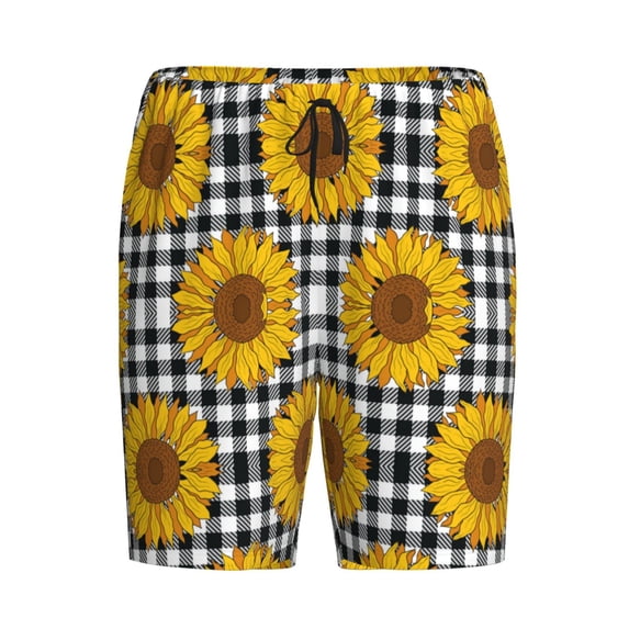 Haiem Sunflowers Men's Pajama Short with Soft Woven Cotton Elastic Waistband Sleep Short-3X-Large