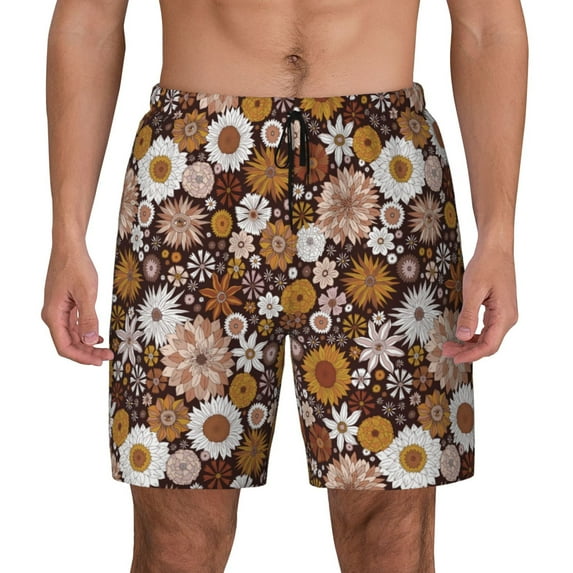 Haiem Sunflowers Mens Swim Trunks with Compression Liner 2 in 1 Swimming Shorts Stretch Swimwear Quick Dry,Board Shorts-Large