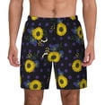 thumbnail image 1 of Haiem Sunflowers Mens Swim Trunks with Compression Liner 2 in 1 Swimming Shorts Stretch Swimwear Quick Dry,Board Shorts-Small, 1 of 9