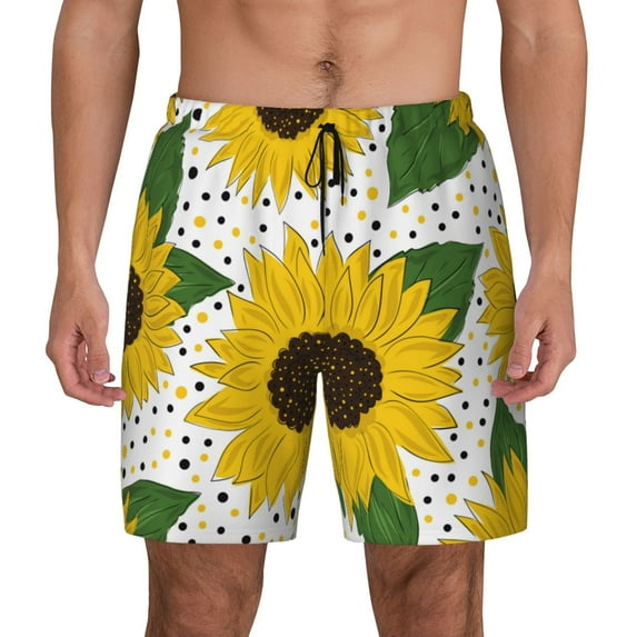 Haiem Sunflowers Mens Swim Trunks with Compression Liner 2 in 1 Swimming Shorts Stretch Swimwear Quick Dry,Board Shorts-XX-Large