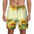 thumbnail image 1 of Haiem Sunflowers On A Yellow Background Mens Swim Trunks with Compression Liner 2 in 1 Swimming Shorts Stretch Swimwear Quick Dry,Board Shorts-Small, 1 of 9