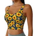 thumbnail image 1 of Haiem Sunflowers Pattern Womens Sports Bra - U Neck Padded Low Impact Yoga Bra Workout Crop Top Gym Moisture-Wicking Workout Vest -, 1 of 9