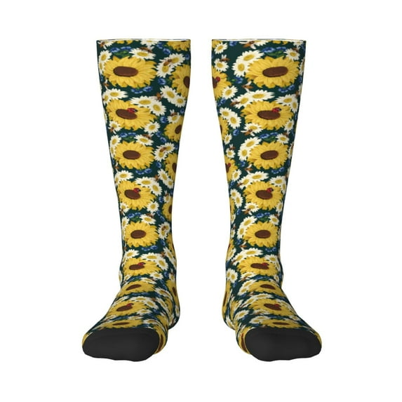 Haiem Sunflowers Socks, Funny Novelty Crazy Design Cotton Socks Sports Socks Knee High Socks For Men, Women,1Pairs - Gift For Working Friends