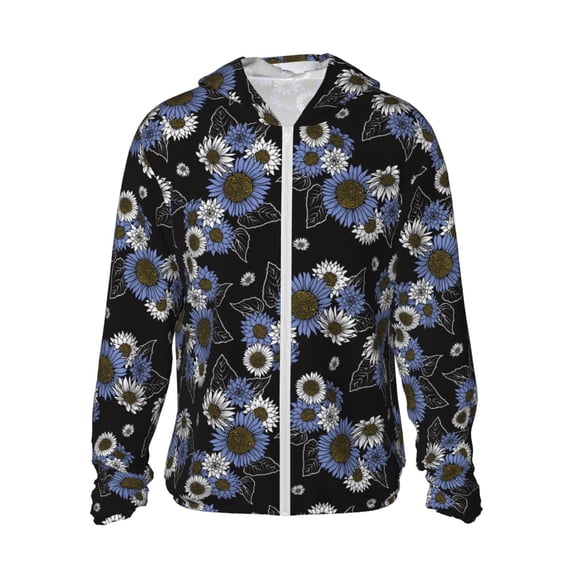 Haiem Sunflowers UPF 50+ Fishing Shirts for Men Long Sleeve UV Sun Protection Hoodie Non-Mask Outdoor Hiking Shirts