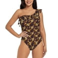thumbnail image 1 of Haiem Sunflowers with Skull and Hand Women's One Piece Swimsuits Tummy Control One Shoulder Bathing Suits Ruffle Swimwear-Small, 1 of 8