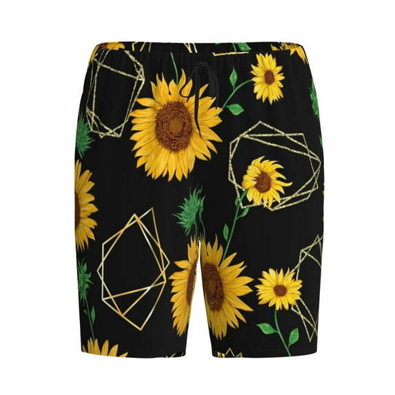 Haiem Sunflowers3 Men's Pajama Short with Soft Woven Cotton Elastic Waistband Sleep Short-Large