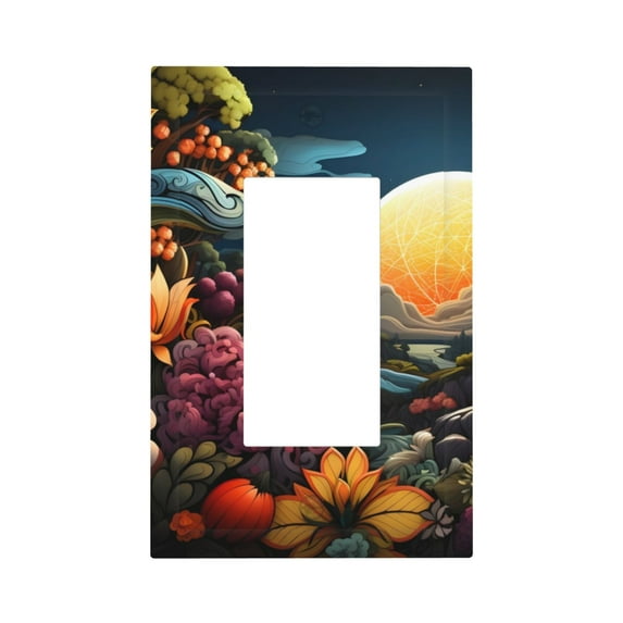Haiem Sunset Floral Fantasy Landscape Pattern Decorative Wall Plates, 1-Gang 5.0" x3.0", Unbreakable Thermoplastic Faceplate Cover for Decorator Receptacle Outlet & Switch-Style U