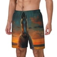 thumbnail image 1 of Haiem Sunset Prairie Meditating Horse Mens Swim Trunks with Compression Liner 2 in 1 Swimming Shorts Stretch Swimwear Quick Dry,Board Shorts-Small, 1 of 9
