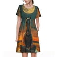 thumbnail image 1 of Haiem Sunset Prairie Meditating Horse Pattern Women's Short-Sleeve Scoop Neck Swing Dress, 1 of 6