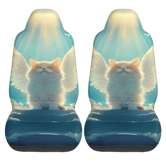 Haiem Sunshine Cute Winged Cat Printed Car Seat Covers Set of 2, Universal Fit Car Seat Covers,Protective Seat Covers,Comfortable Car Seat Covers, Easy Installation Seat Covers