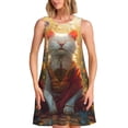 thumbnail image 1 of Haiem Sunshine Flower Meditating Cat for Women’s Summer Dresses – Casual Sleeveless Tank Loose Sundress, Lightweight Beach Dress, 1 of 7