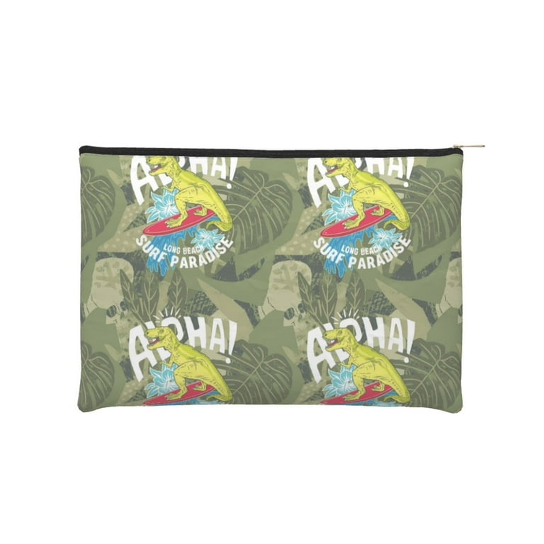 Haiem Surfing Dinosaur Music Lover Merch Makeup Bag, Cosmetic Bag