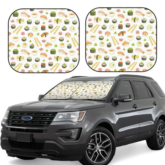 Haiem Sushi and Rolls Car Windshield Sun Shade (2 Pieces) Foldable Windshield Sun Shade Car Accessories for Truck SUV Pickup-Large