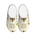thumbnail image 1 of Haiem Sweet Bee Print Women's Fuzzy Memory Foam House Slipper Cozy Home Footwear Non-slip Winter Slippers-44/45, 1 of 7