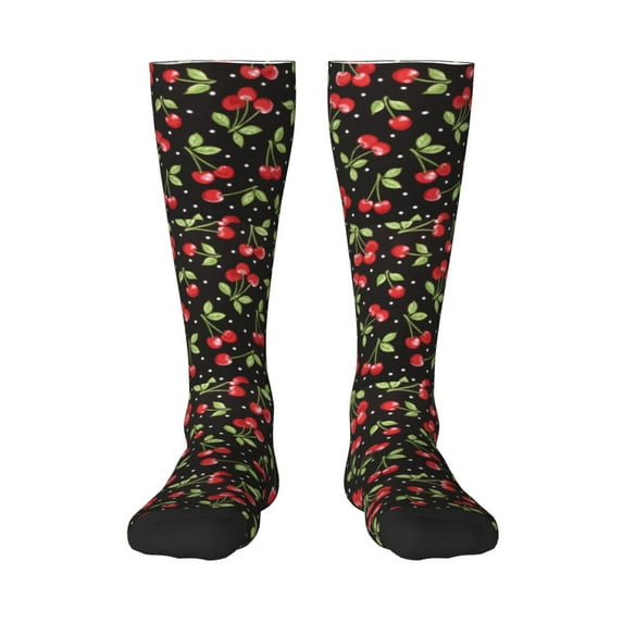 Haiem Sweet Red Cherry Socks, Funny Novelty Crazy Design Cotton Socks Sports Socks Knee High Socks For Men, Women,1Pairs - Gift For Working Friends