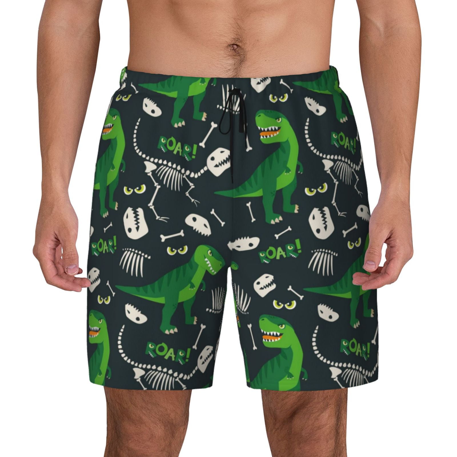 Haiem T rex and Dinosaur Bone Mens Swim Trunks with Compression Liner 2 ...