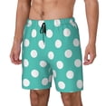 thumbnail image 1 of Haiem Teal Turquoise And White Polka Dot Mens Swim Trunks with Compression Liner 2 in 1 Swimming Shorts Stretch Swimwear Quick Dry,Board Shorts-X-Large, 1 of 9