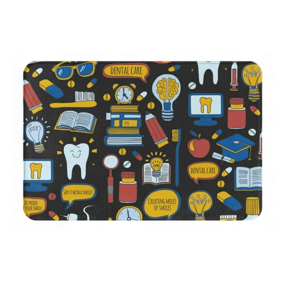 Haiem Teeth Front Door Mat Indoor Outdoor Entrance, Waterproof All-Season, All-Weather Doormat, Durable Flannel Fabric, Fade Resistant, Low Profile, 16x24in