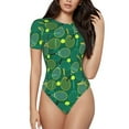 thumbnail image 1 of Haiem Tennis Rackets and Balls Women's Crew Neck Short Sleeve Bodysuit Tops Stretchy Slim Basic-Small, 1 of 8