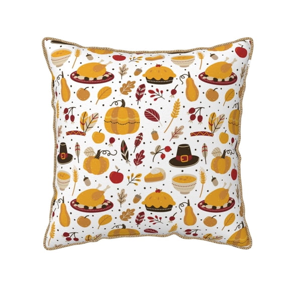 Haiem Thanksgiving Print Velvet Soft Solid Decorative Square Throw Pillow Covers Set with Elegant Piping Christmas Cushion Case for Sofa Bedroom Car-16"x16"