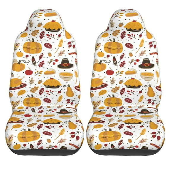 Haiem Thanksgiving Printed Car Seat Covers Set of 2, Universal Fit Car Seat Covers,Protective Seat Covers,Comfortable Car Seat Covers, Easy Installation Seat Covers, Vehicle Seat Covers