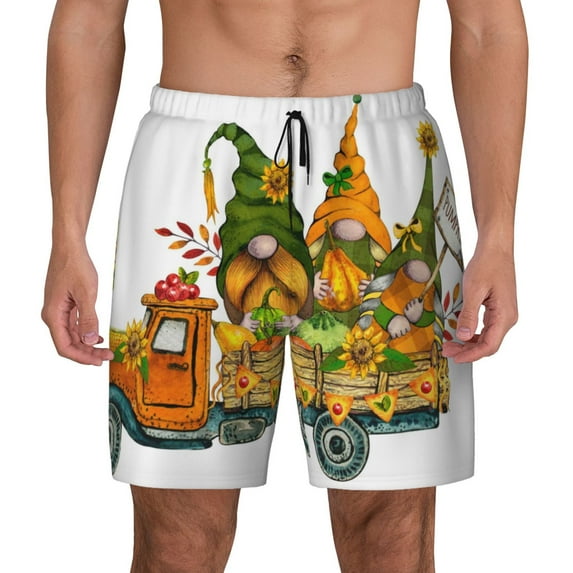Haiem Thanksgiving Truck Mens Swim Trunks with Compression Liner 2 in 1 Swimming Shorts Stretch Swimwear Quick Dry,Board Shorts-XX-Large