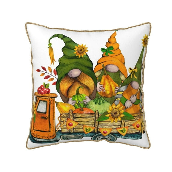 Haiem Thanksgiving Truck Print Velvet Soft Solid Decorative Square Throw Pillow Covers Set with Elegant Piping Christmas Cushion Case for Sofa Bedroom Car-18"x18"