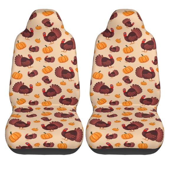 Haiem Thanksgiving Turkey and Pumpkin Printed Car Seat Covers Set of 2, Universal Fit Car Seat Covers,Protective Seat Covers,Comfortable Car Seat Covers, Easy Installation Seat Covers