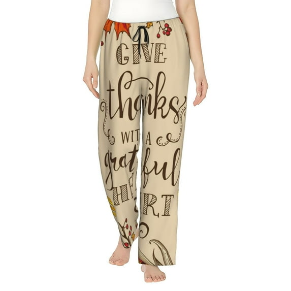 Haiem Thanksgiving With A Grateful Heart Women's Pajama Pants Ultra Lightweight Pjs Bottoms Sleepwear Bottom Pants With Pocket Drawstring-Medium
