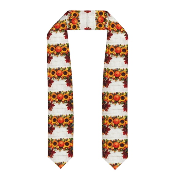 Haiem Thanksgiving With Autumn Pattern Graduation Stole 2024 | Premium Satin Sash for Graduation Ceremony