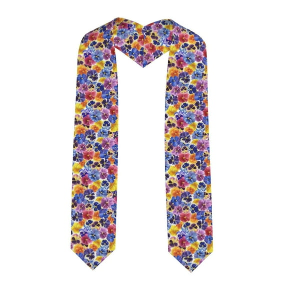 Haiem The Garden Tricolor Pansy Flower Pattern Graduation Stole 2024 | Premium Satin Sash for Graduation Ceremony