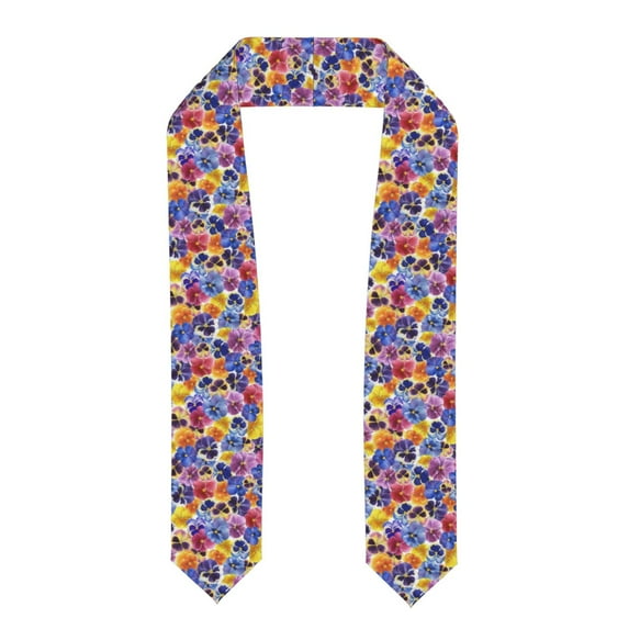 Haiem The Garden Tricolor Pansy Flower Pattern Graduation Stole 2024 | Premium Satin Sash for Graduation Ceremony
