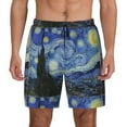 thumbnail image 1 of Haiem The Starry Night Mens Swim Trunks with Compression Liner 2 in 1 Swimming Shorts Stretch Swimwear Quick Dry,Board Shorts-Small, 1 of 9