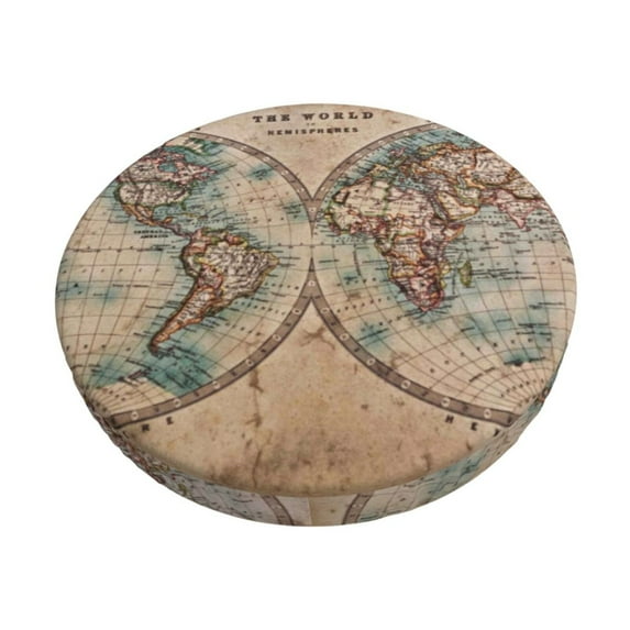 Haiem The World is Hemisphere Cushion Round Bar Chair Seat Cover Bar Chair Cushion Covers Elastic Washable Bar Chair Cover,Protects from Scratches and Stains-14 inch