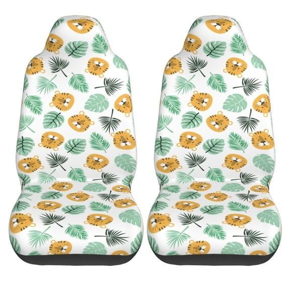 Haiem Tiger Leaves Printed Car Seat Covers Set of 2, Universal Fit Car Seat Covers,Protective Seat Covers,Comfortable Car Seat Covers, Easy Installation Seat Covers