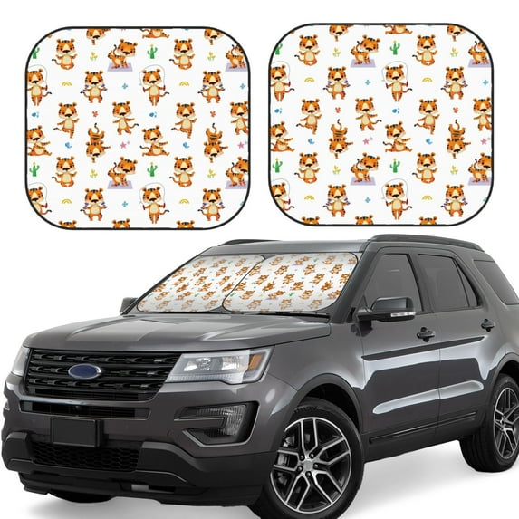 Haiem Tigers go in for Sports Car Windshield Sun Shade (2 Pieces) Foldable Windshield Sun Shade Car Accessories for Truck SUV Pickup-Small
