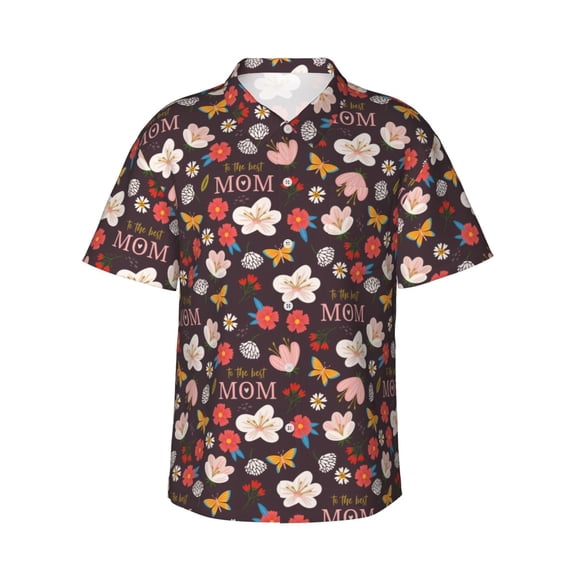 Haiem To The Best Mom Printed Hawaiian Shirt for Men - Men’s Casual Beach Summer Shirts - Stretch Fabric with Modern Fit-3X-Large