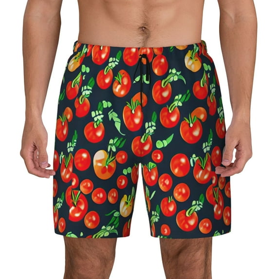 Haiem Tomatoes Men'S Quick-Dry Swim Trunks: Comfortable Beach Shorts With Mesh Lining And Pockets - Ideal For Swimming And Sunbathing 3x-Large