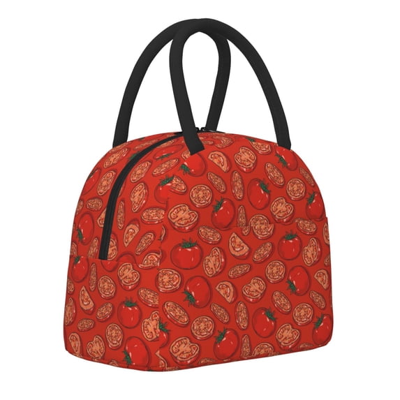 Haiem Tomatoes Printed Lunch Bag Women, Lunch Box Lunch Bag for Women, Small Leakproof Cute Lunch Tote Large Capacity Reusable Insulated Cooler Lunch Container