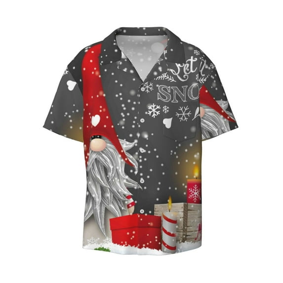 Haiem Traditional Scandinavian Dwarf Men's Casual Shirts Short Sleeve Button Down Shirts Fashion Textured Summer Beach Shirt-X-Large