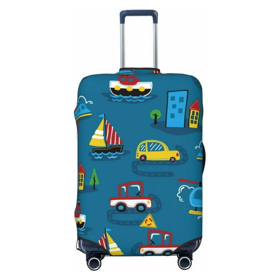 Haiem Transportations With Buildings Luggage Cover,Durable, Washable Suitcase Protector With Anti-Scratch Technology - Keep Your Luggage Looking New Small