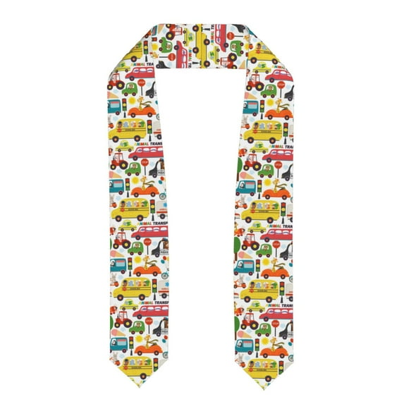 Haiem Transports with Animals Pattern Graduation Stole 2024 | Premium Satin Sash for Graduation Ceremony
