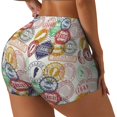 thumbnail image 1 of Haiem Travel Stamp No Front Seam Biker Shorts for Women Yoga Workout Gym Bike Shorts with Tummy Control Moisture-Wicking-Medium, 1 of 9
