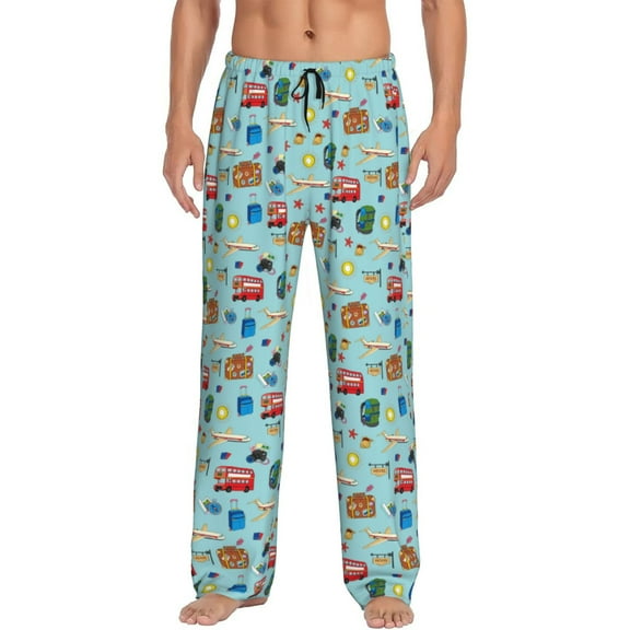 Haiem Travel1 Men's Pajama Pants Ultra Lightweight Pjs Bottoms Sleepwear Bottom Pants With Pocket Drawstring-Large